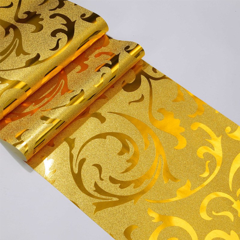 wallpaper gold foil pvc rolls factory in china wall papaper water and flam resistance wall panels sticker adhesion wallpaper