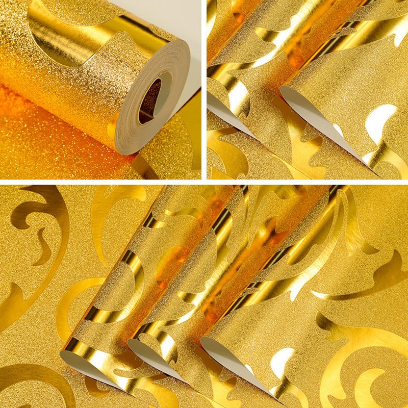 wallpaper gold foil pvc rolls factory in china wall papaper water and flam resistance wall panels sticker adhesion wallpaper