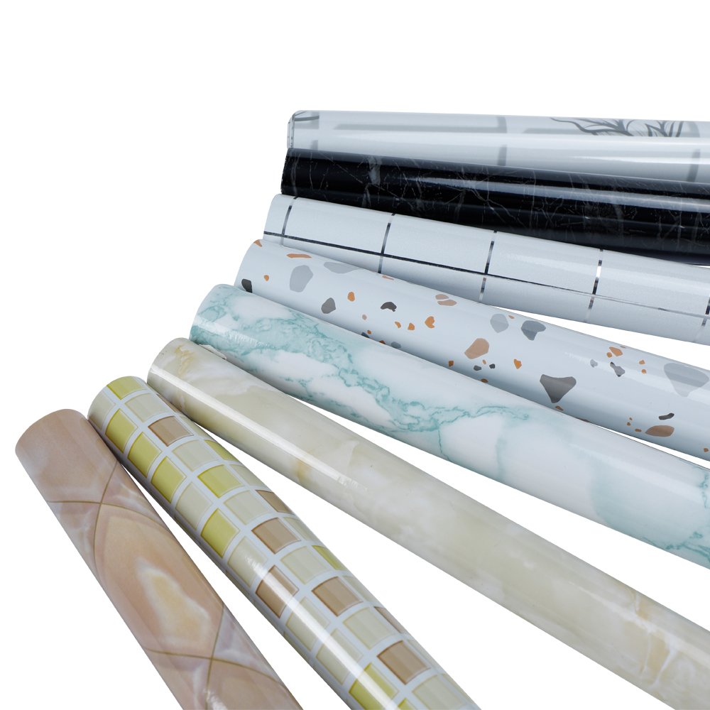 Modern Marble Film Decorative Wallpaper rolls Self-Adhesive With Embossed Surface For Wall Furniture & Door Decoration