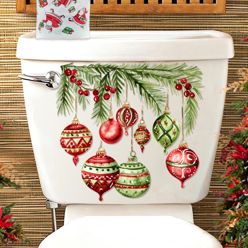 christmas toilet stickers supplies santa claus pvc Self-adhesive peel & stick waterproof bathroom wall stickers sales promotion