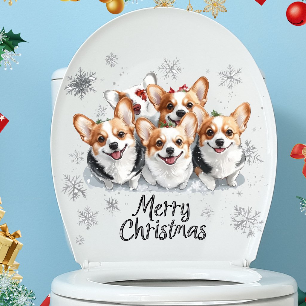 christmas toilet stickers supplies santa claus pvc Self-adhesive peel & stick waterproof bathroom wall stickers sales promotion