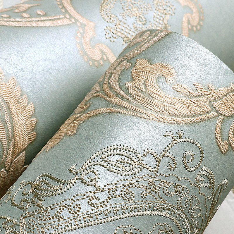 Made in China Hot sale deluxe European stereoscopic design Damascus large flower non-woven fabric self-gule wallpaper roll