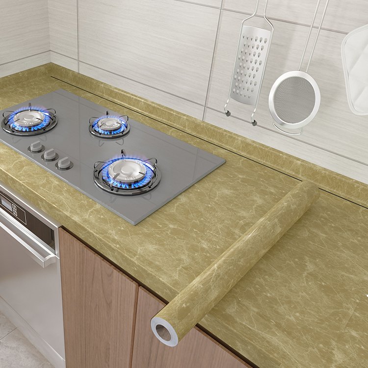 Self Adhesive Aluminum Foil Wallpaper for Kitchen Walls, Peel and Stick Self Adhesive Removable Waterproof Countertop Paper