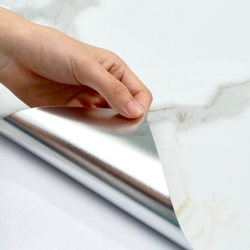 Self Adhesive Aluminum Foil Wallpaper for Kitchen Walls, Peel and Stick Self Adhesive Removable Waterproof Countertop Paper