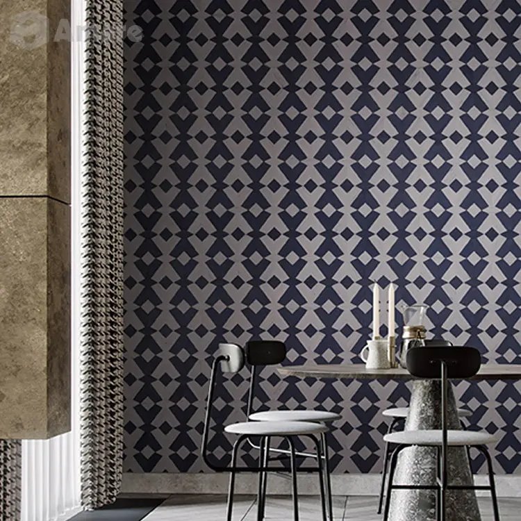 Elegant Geometric Combination Pattern Duppionsilk Real Silk Collage Wall Covering Paper Rolls For Interior Wall Coating