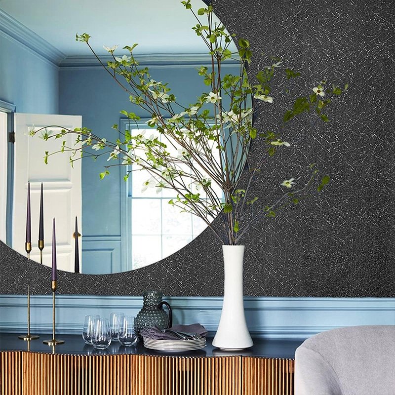 Removable black 3D silk embossed paper self adhesive vinyl waterproof countertop wallpaper peel and stick for home decoration