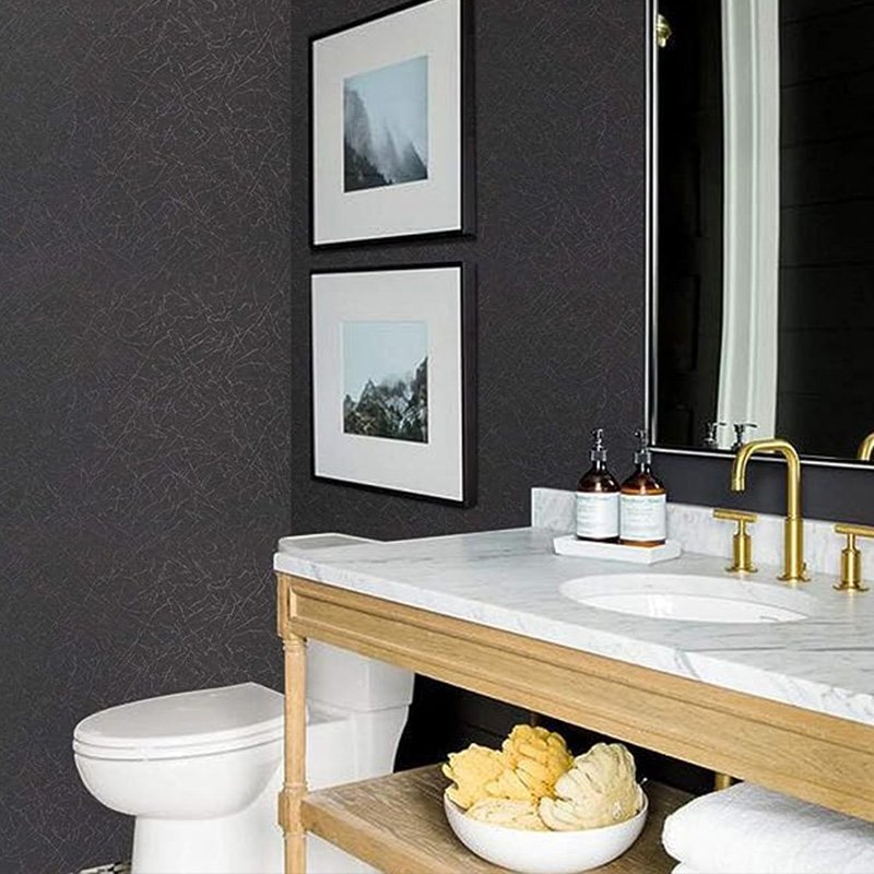 Removable black 3D silk embossed paper self adhesive vinyl waterproof countertop wallpaper peel and stick for home decoration