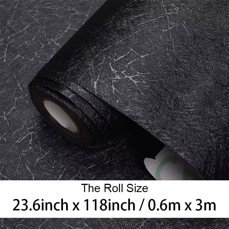 Removable black 3D silk embossed paper self adhesive vinyl waterproof countertop wallpaper peel and stick for home decoration