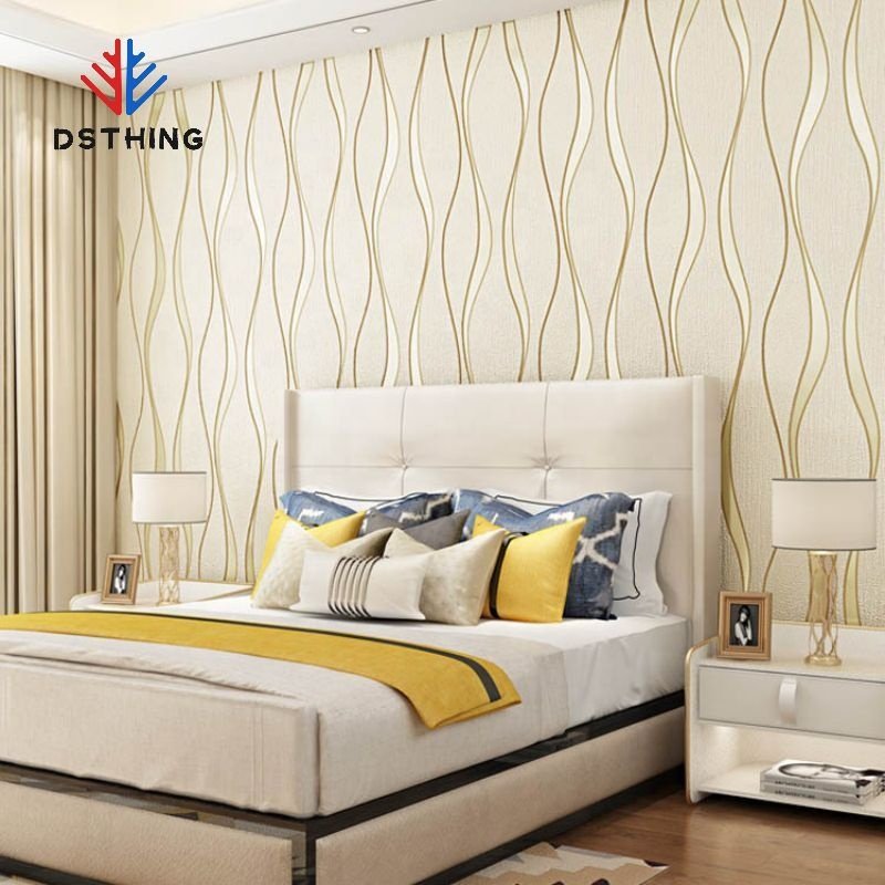 AISEN DSTHING Home Decorative Modern Luxury Nonwoven 3d Fabric Bedroom Wall Paper Vinyl Waterproof Wallpaper