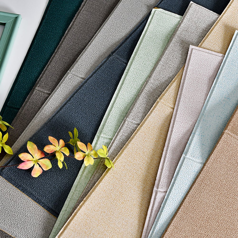 Plain Color Self-adhesive PVC Linen Textured Wall Panel Waterproof Soft Foldable Wall Sticker for Home Decor Hotel Gym