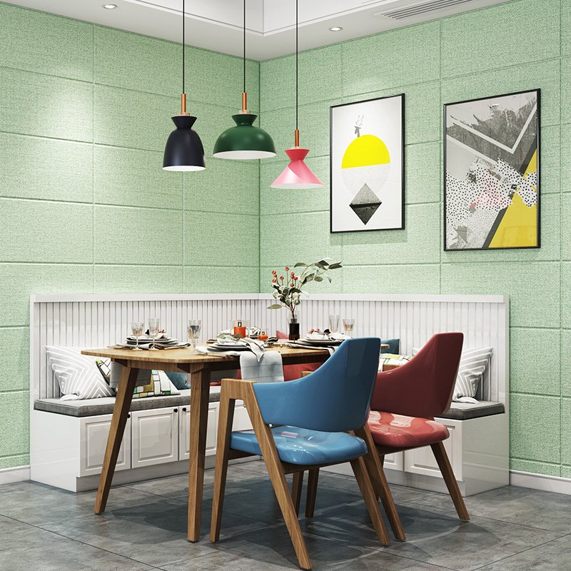 Plain Color Self-adhesive PVC Linen Textured Wall Panel Waterproof Soft Foldable Wall Sticker for Home Decor Hotel Gym