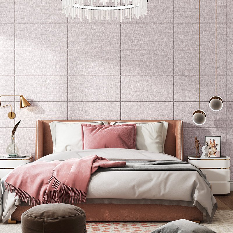 Plain Color Self-adhesive PVC Linen Textured Wall Panel Waterproof Soft Foldable Wall Sticker for Home Decor Hotel Gym