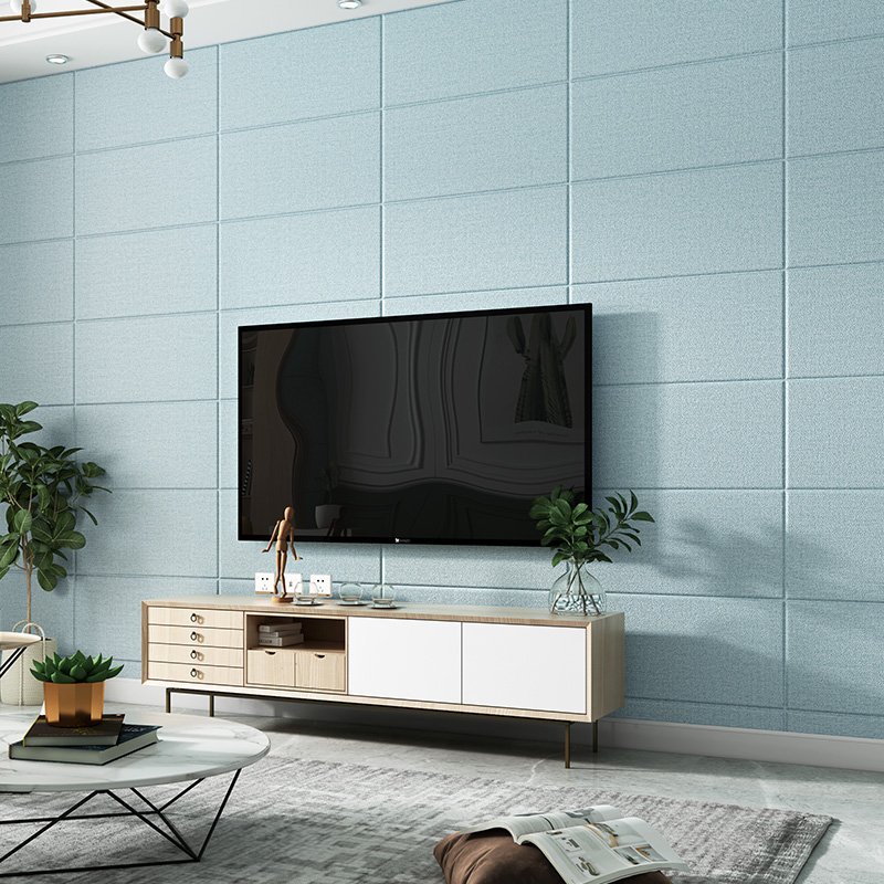 70x70cm Modern Self-adhesive PVC Linen Textured Wall Sticker Waterproof Soft Wall Panel for Home Decor Bedroom Living Room