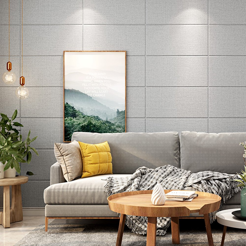 70x70cm Modern Self-adhesive PVC Linen Textured Wall Sticker Waterproof Soft Wall Panel for Home Decor Bedroom Living Room