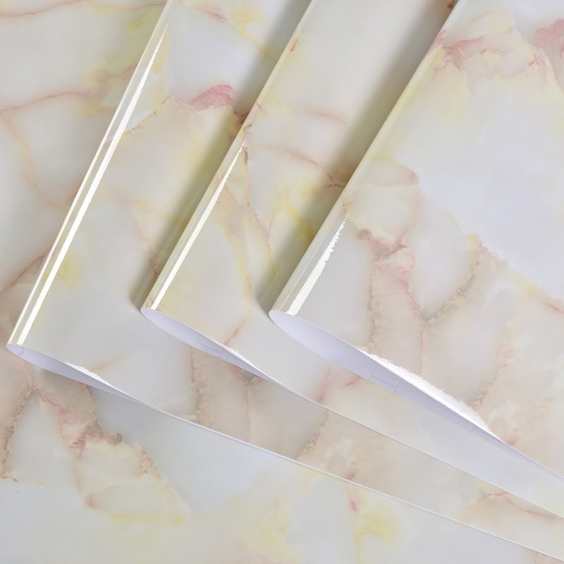 Marble Texture Jade Pattern 3D Foam Vinyl Coated Peel And Stick Wall Paper Washable Renovation Sticker For Cabinet and Floor