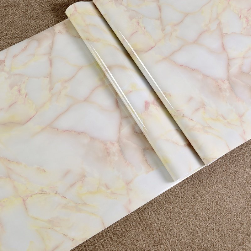 Marble Texture Jade Pattern 3D Foam Vinyl Coated Peel And Stick Wall Paper Washable Renovation Sticker For Cabinet and Floor