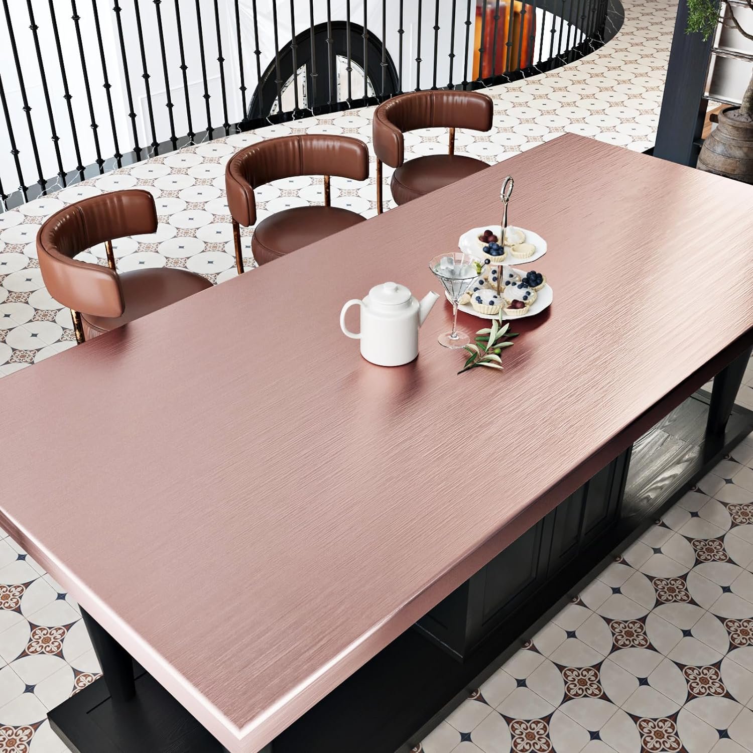 ORON DECO Self-Adhesive Stainless Steel Brushed Wallpaper Rose Gold Metallic Decorative Metallized Films for Kitchen