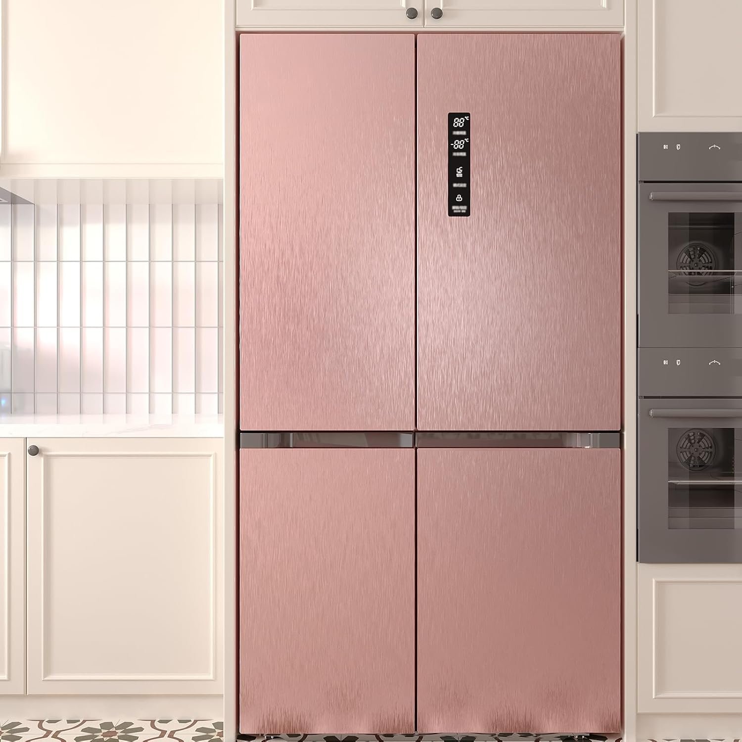 ORON DECO Self-Adhesive Stainless Steel Brushed Wallpaper Rose Gold Metallic Decorative Metallized Films for Kitchen