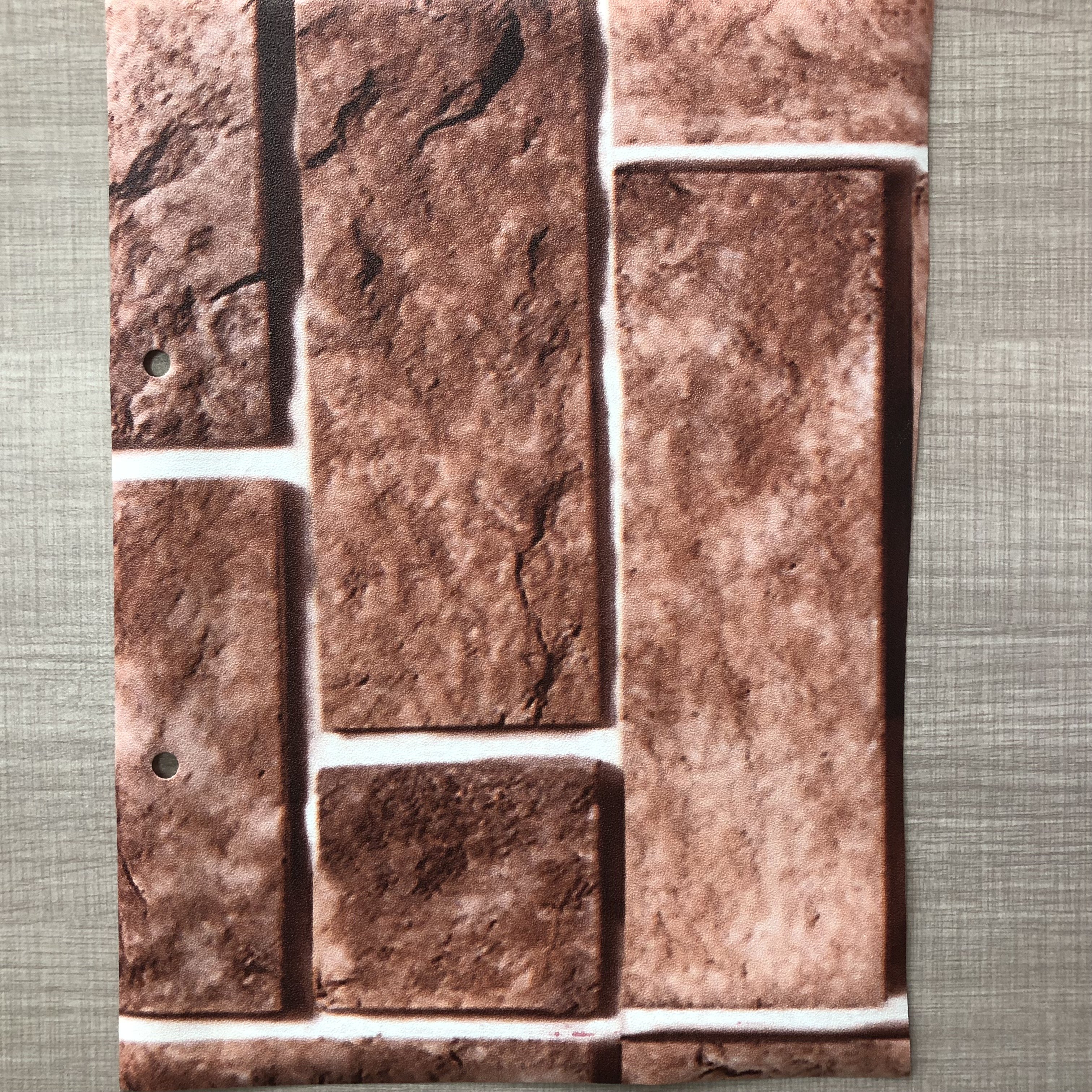 Old Brick Wallpaper Roll, Flat 3D Effect Blocks Stone Look Removable Wall Paper Vintage Home Decoration (Brown)