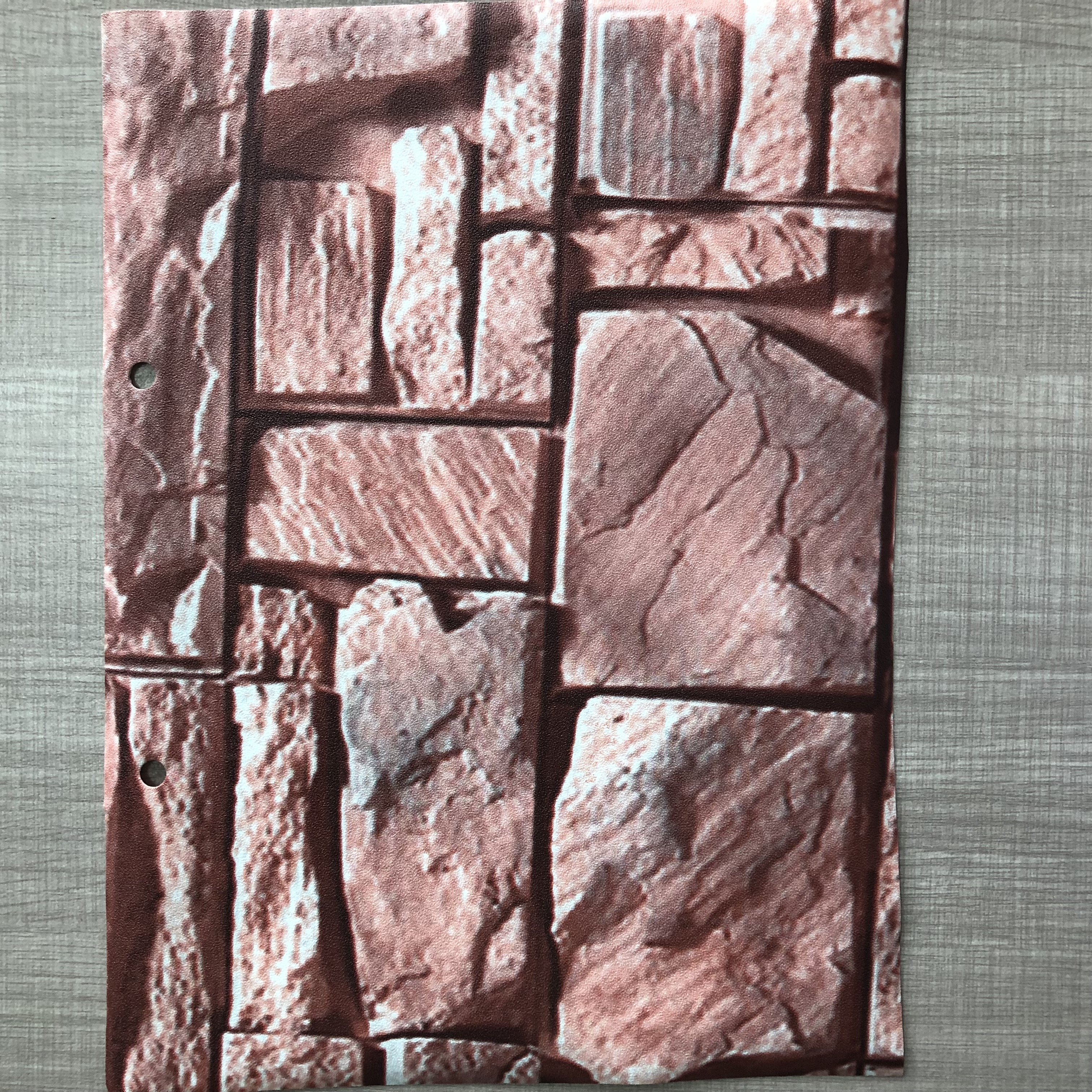 Old Brick Wallpaper Roll, Flat 3D Effect Blocks Stone Look Removable Wall Paper Vintage Home Decoration (Brown)