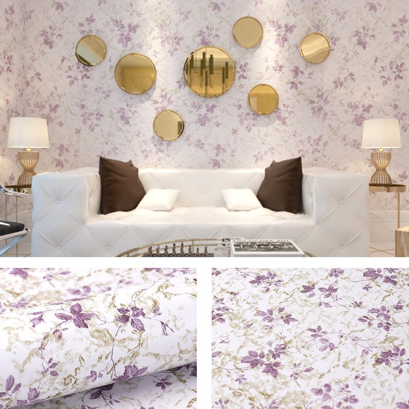 new designs PVC wallpapers Best Quality Purple flower vintage floral 3d Wallpaper flower designs
