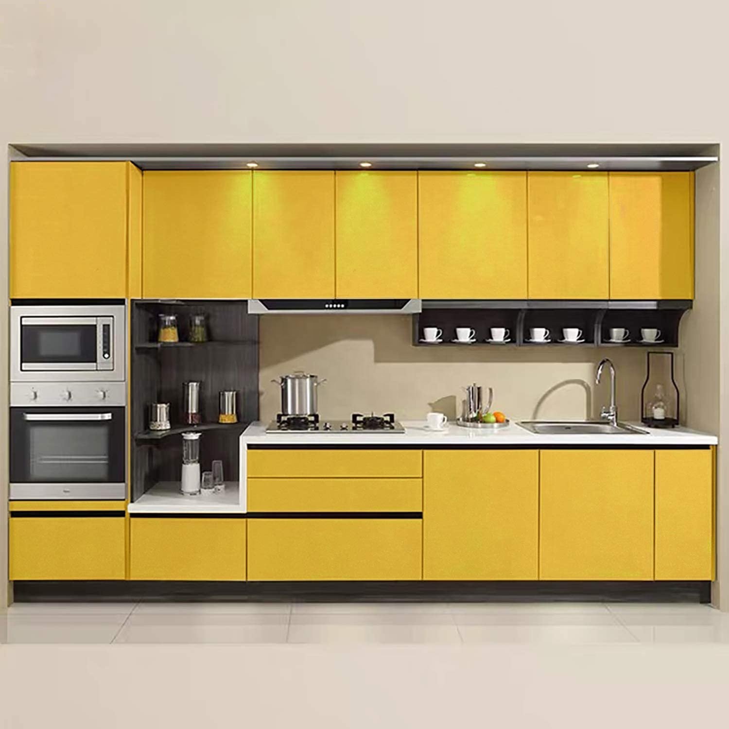 Solid Yellow Self-Adhesive anti oil wallpaper