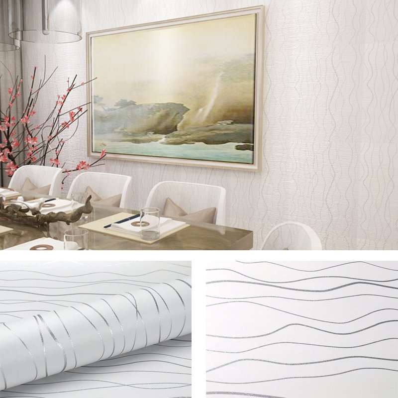 Asian waterproof 3d striped pvc grey white tone wallpaper design line home decor roll texture wallpaper