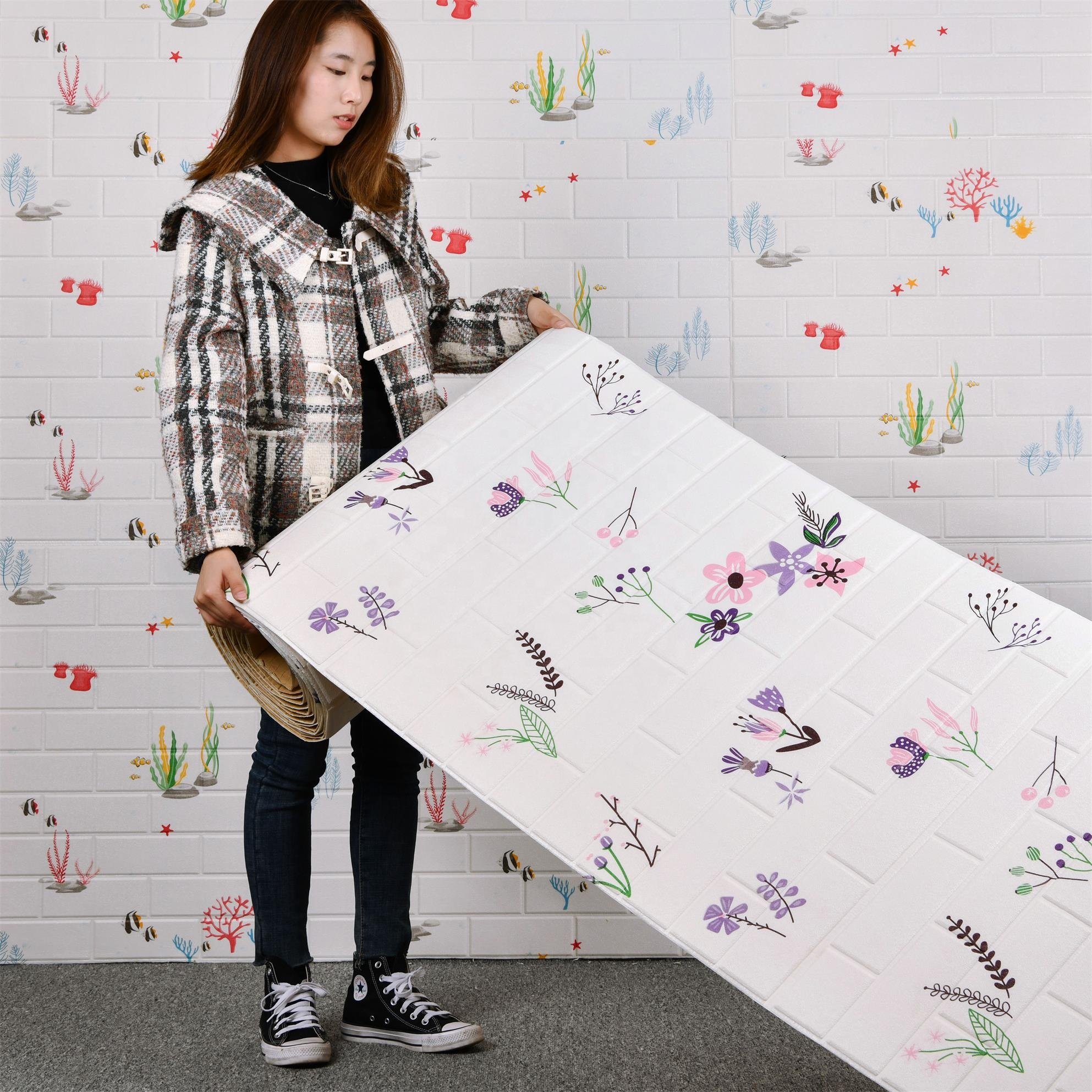 2022 latest pe foam brick wallpaper rolls home decoration home interior self adhesive wallpaper 3d wall sticker