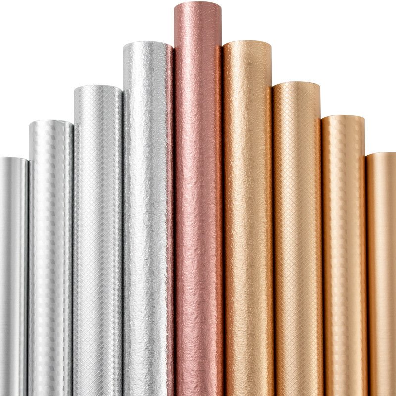 Kitchen adhesive silver cabinet waterproof pvc aluminum foil sticker wallpaper