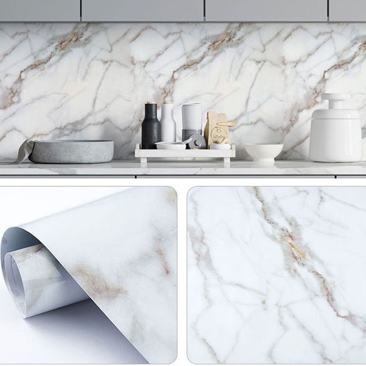 HOT sale peel & stick white wallpapers marble pattern mural wallpaper aluminium foil stickers