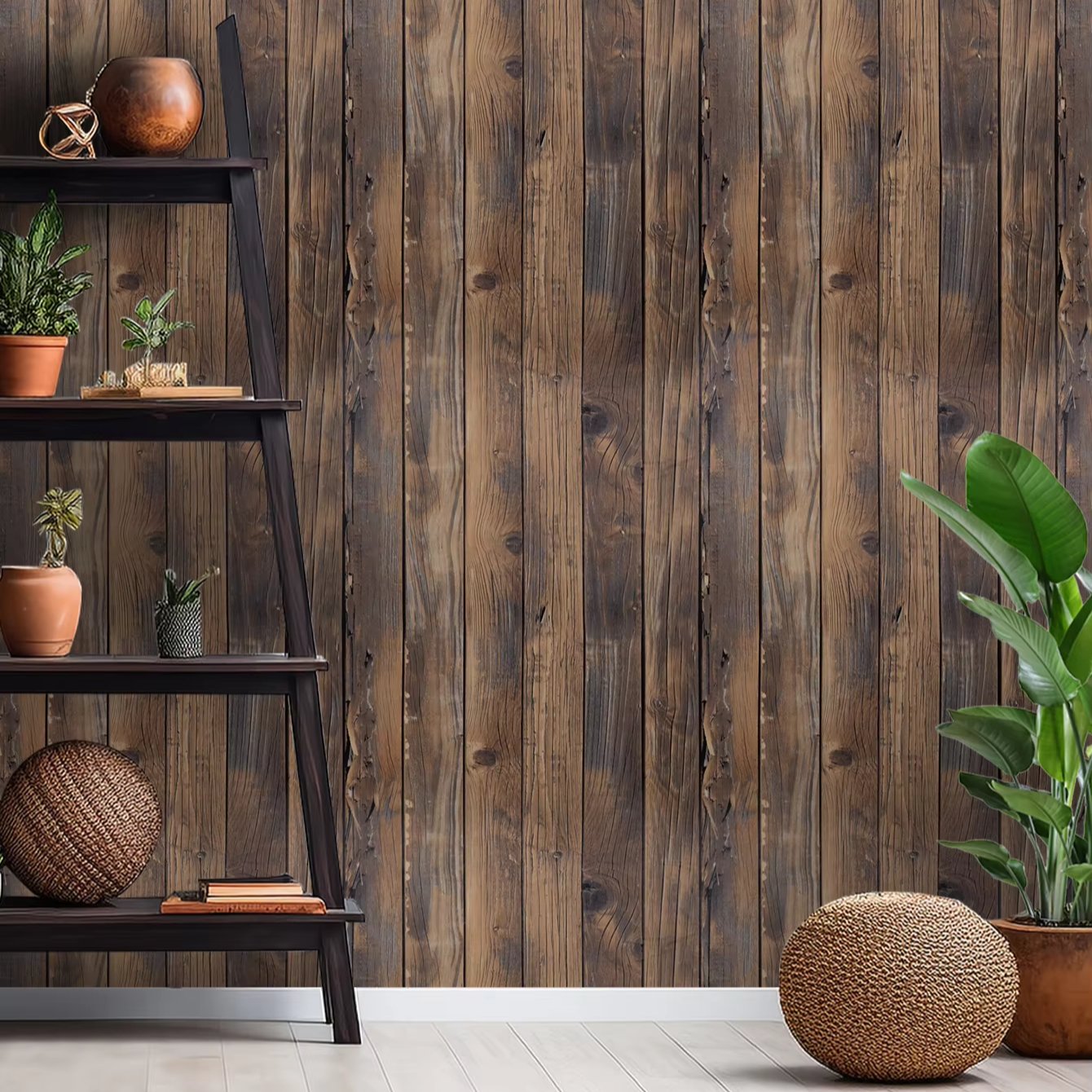 Self adhesive, easy to wipe, waterproof, retro brown yellow wood grain background decorative wallpaper, home wallpaper