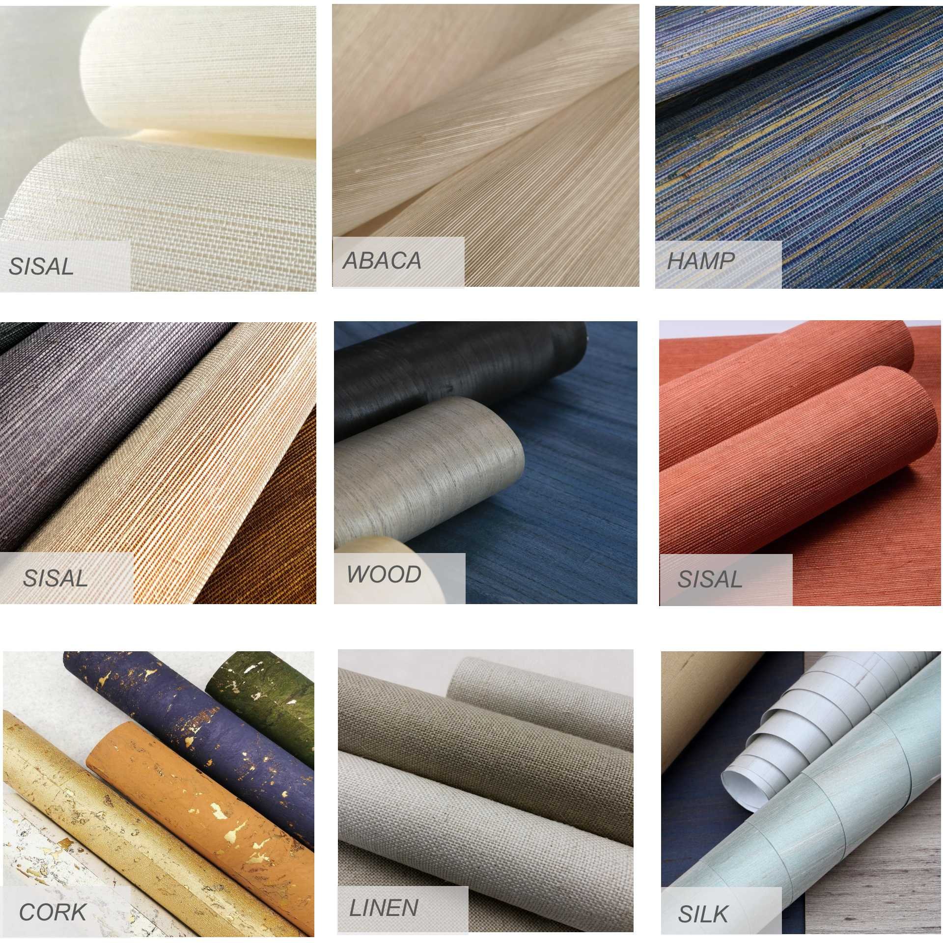 Handmade Nature Textured Grasscloth Wallpapers Rolls For Ceiling Wall Decoration