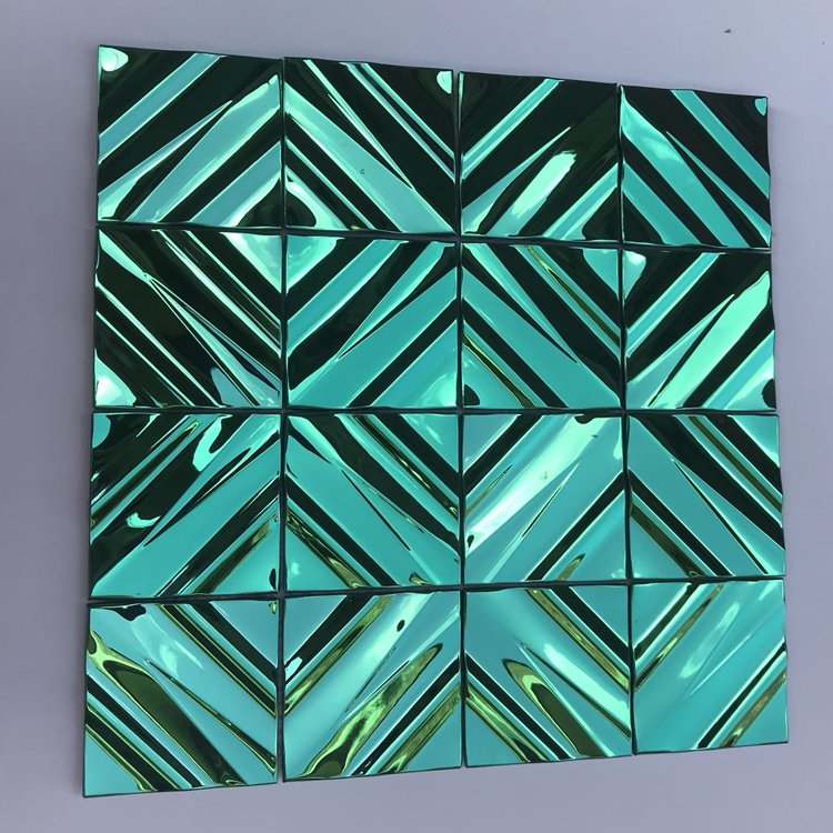 SANIPRO Kitchen Bathroom Interior 3D Mural Wallpaper Ceiling Wall Stickers Square Metal Backdrop Decoration Mosaic Tiles