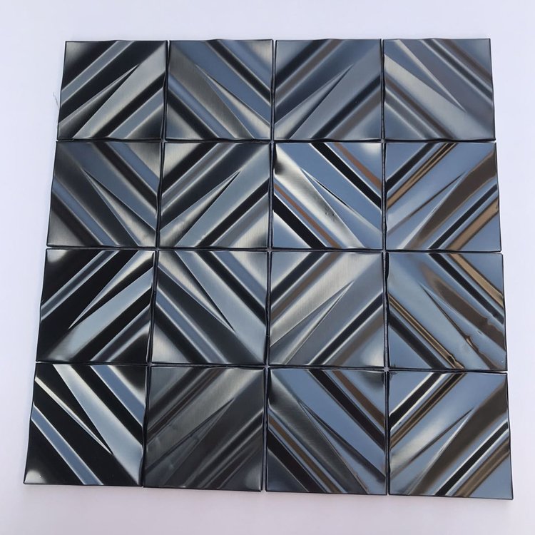 SANIPRO Kitchen Bathroom Interior 3D Mural Wallpaper Ceiling Wall Stickers Square Metal Backdrop Decoration Mosaic Tiles