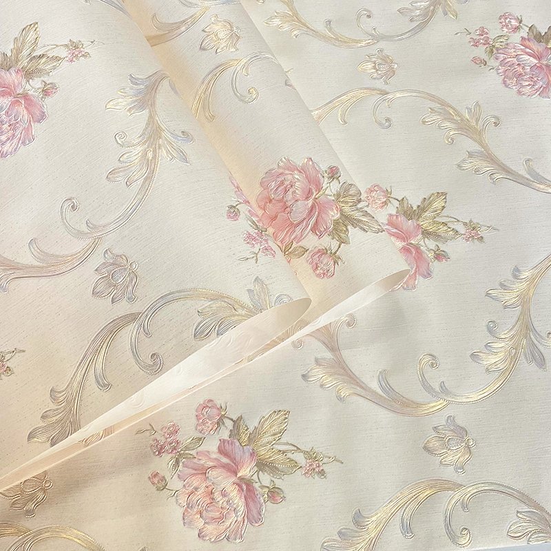 Light blue 3D wallpaper for home decoration bedroom living room hotel sofa background wall flower wallpaper hotel wallpaper