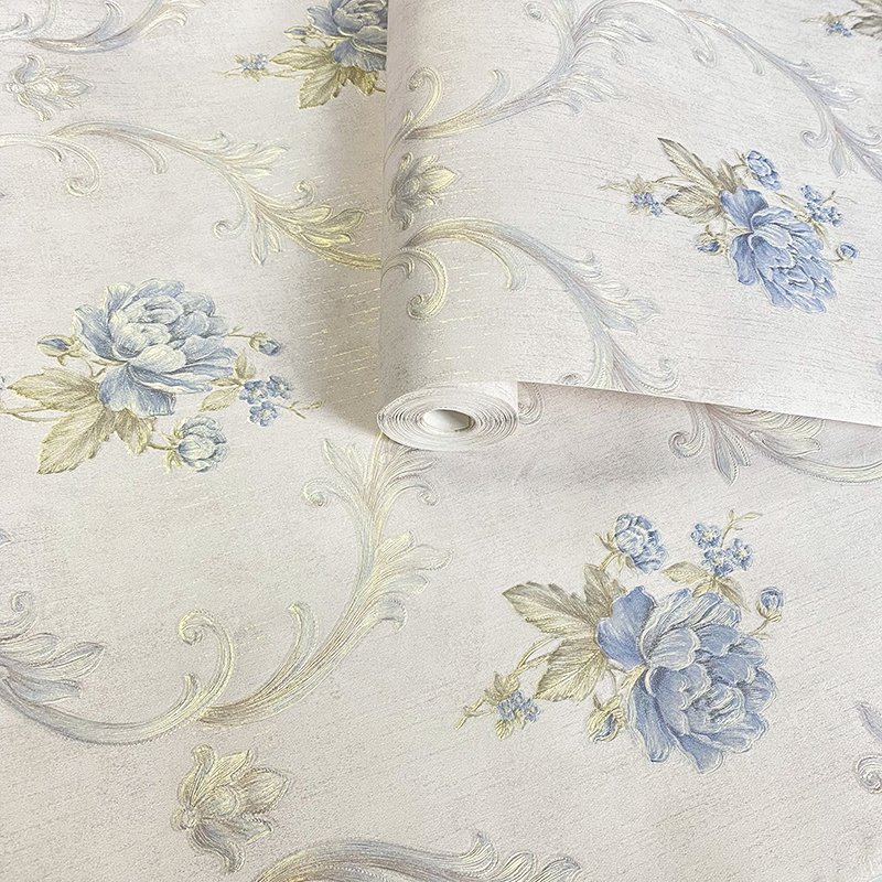 Light blue 3D wallpaper for home decoration bedroom living room hotel sofa background wall flower wallpaper hotel wallpaper