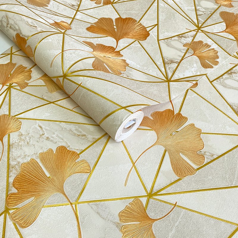 3D minimalist three-dimensional relief ginkgo pattern background wallpaper bedroom living room home decoration wallpaper