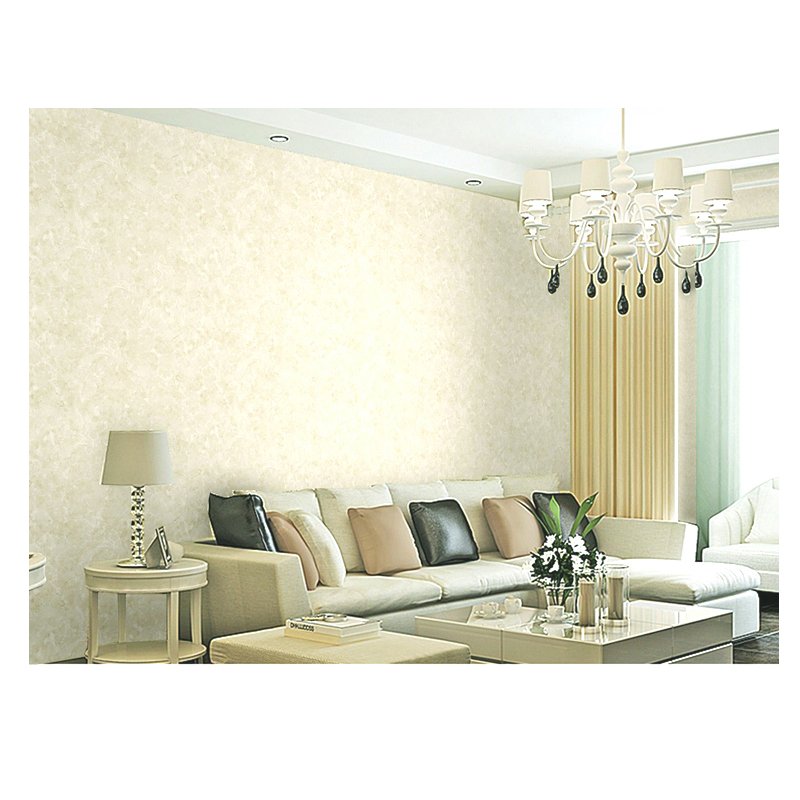 Modern simple crack non-woven wallpaper living room bedroom interior wall decorative wallpaper light yellow wallpaper