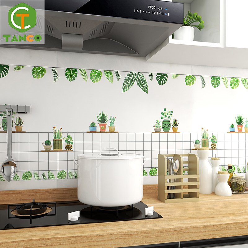 60cm width peel & stick wallpaper oil-proof kitchen tile sticker self-adhesive wall paper for kitchen decor