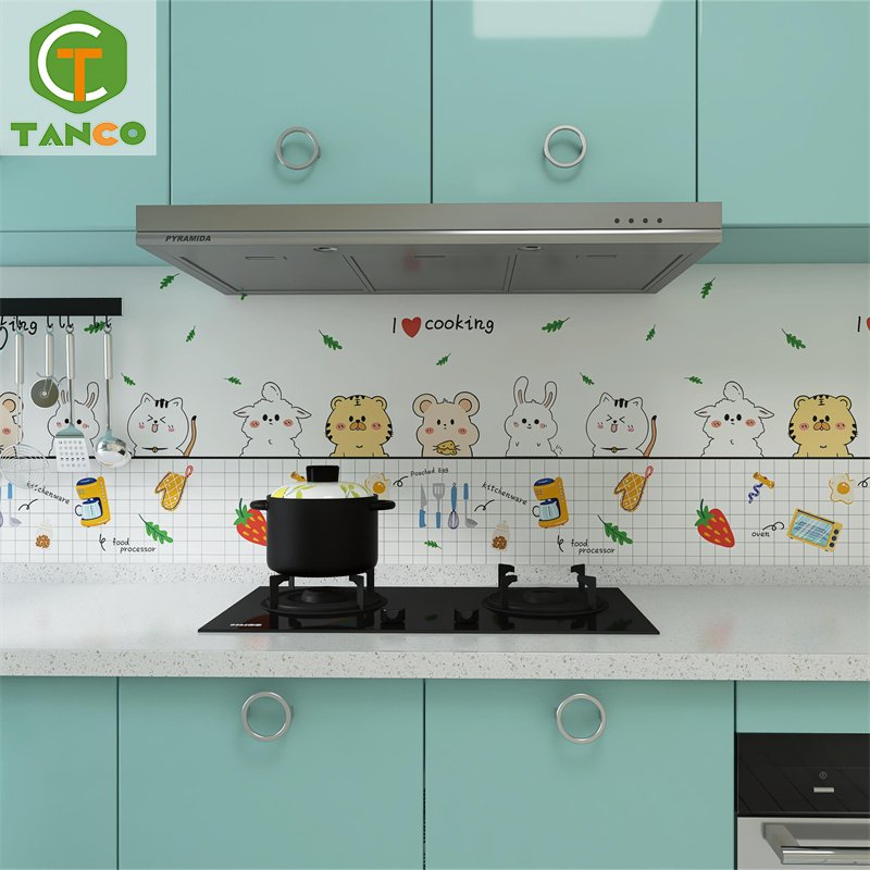 60cm width peel & stick wallpaper oil-proof kitchen tile sticker self-adhesive wall paper for kitchen decor