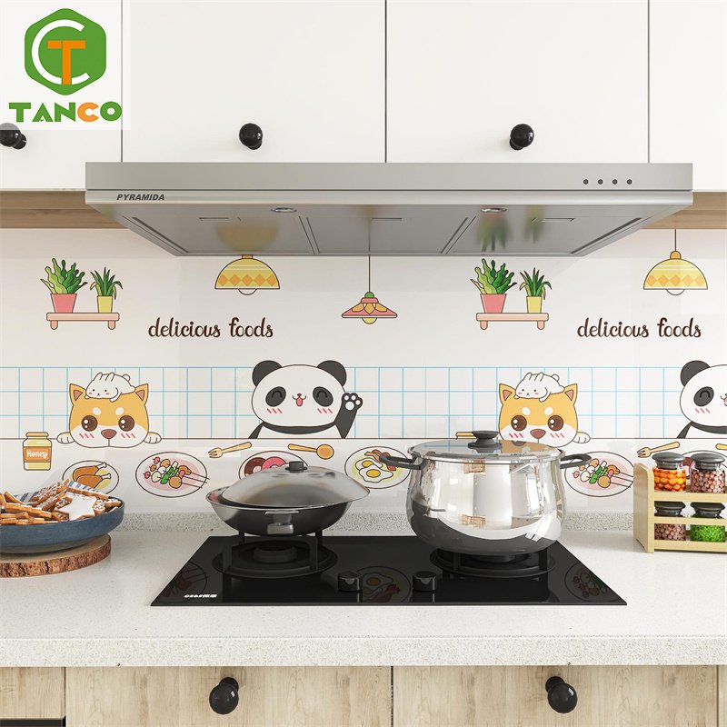 60cm width peel & stick wallpaper oil-proof kitchen tile sticker self-adhesive wall paper for kitchen decor