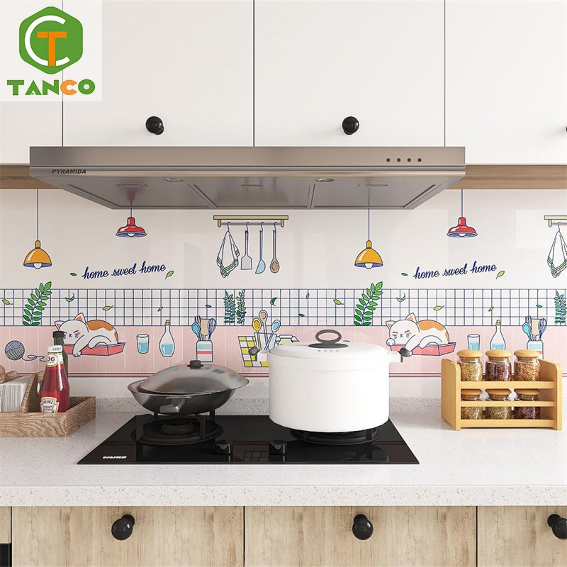60cm width peel & stick wallpaper oil-proof kitchen tile sticker self-adhesive wall paper for kitchen decor