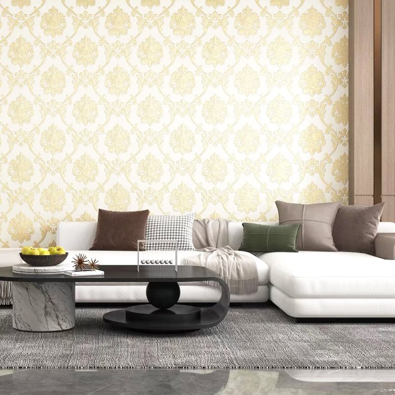 Damask embossment wallpaper Aluminum film 3d self adhesive wallpaper