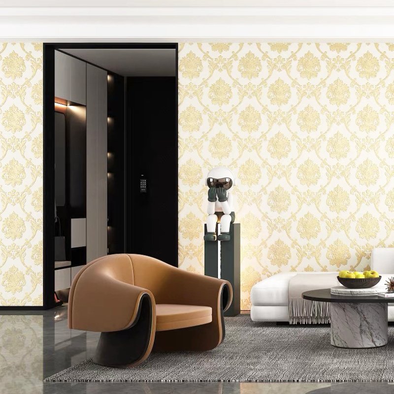 Damask embossment wallpaper Aluminum film 3d self adhesive wallpaper