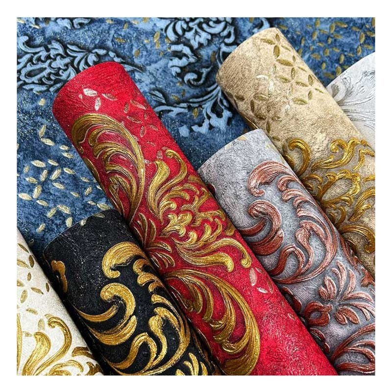 3d European Embossed Damascus Living Room Bedroom TV Background Hotel Restaurant Home Wall Decoration PVC Waterproof Wallpaper