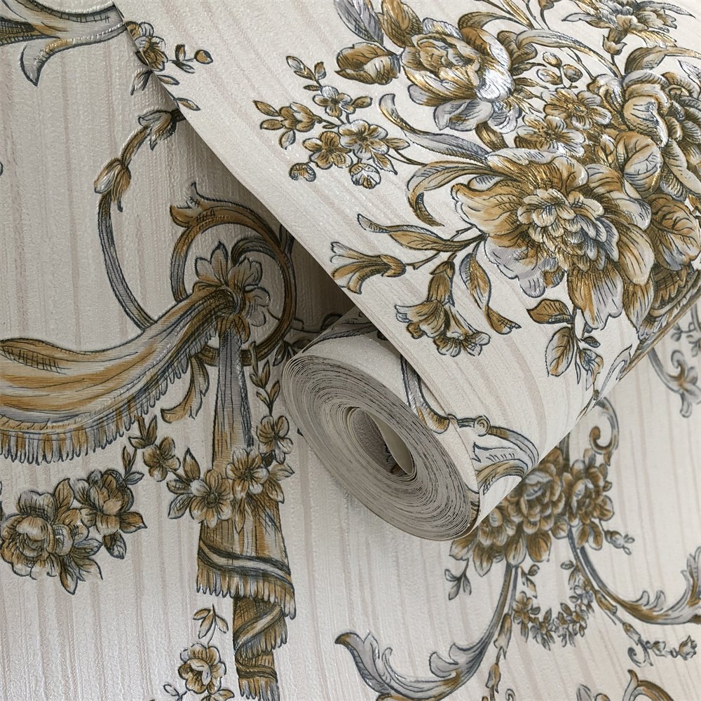 In Stock 2024 New Product PVC Film PE Material Floral Wallpaper For Indoor Wall Decoration