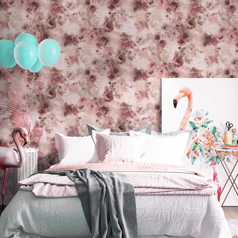 Abstract art brushing water Self adhesive non woven wallpaper