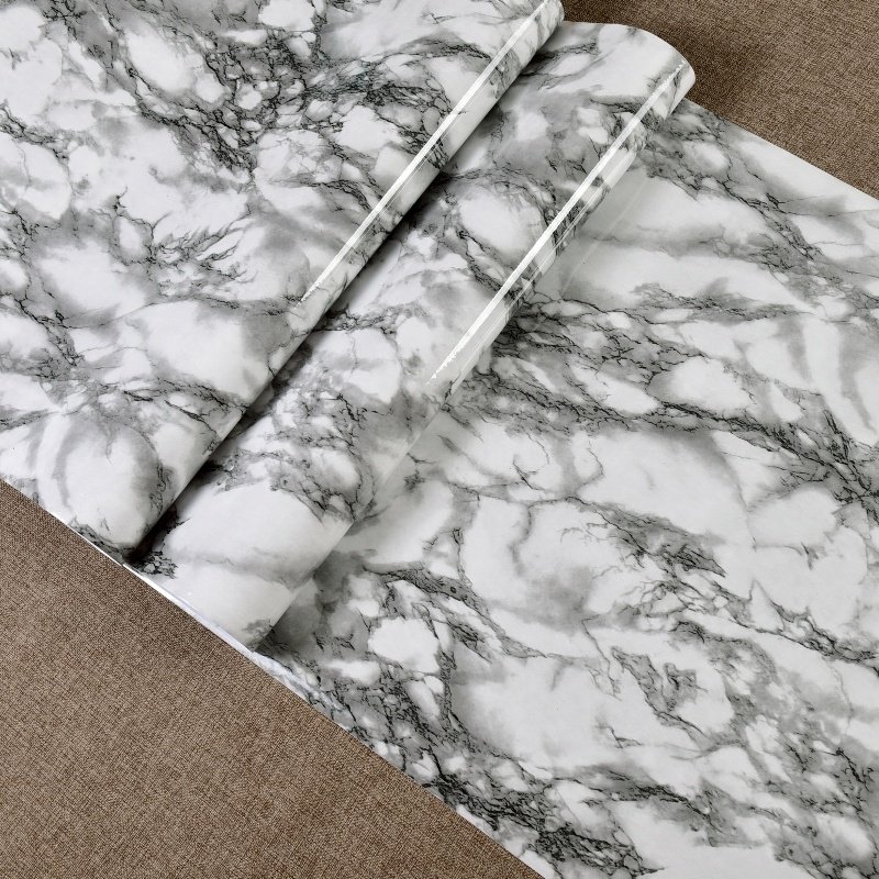 US Hot Sale Modern Marble Wallpaper Rolls Waterproof PVC Self-Adhesive Peel Stick Stone Stickers Kitchen Bathroom American Style