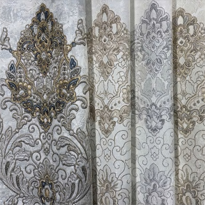 Modern style damask plain color pattern high quality 3d wall paper for living room pvc vinyl wall paper 10 meters roll