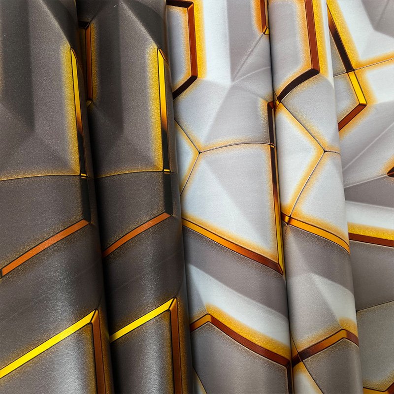 modern design Interior 3D geometric Wallpaper peel and stick wall coating PVC black and gold wallpaper for bar salon decoration
